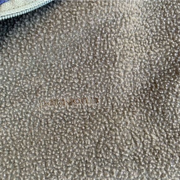 Patagonia Capilene Sweater Men Medium Fleece Green/ Blue 1/4 Zip Stand Up Neck - Picture 7 of 8